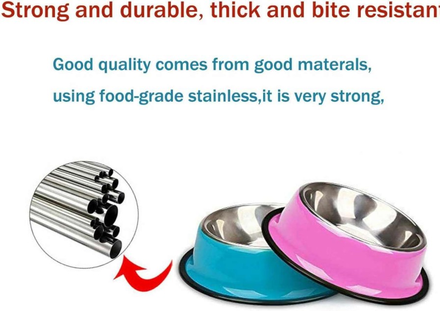 cat food wet YUDANSI | Stainless Steel Cat Bowls 3 Pack, Yudansi Puppy Small Dogs Animal Bowls For Food And Water, Cat Dish Set For Wet Food Or Kibbles, Multifunctional Pet Bowls, Colored Non Skid Anti Slip Feeding Plate