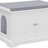 cat litter SweetGo | Cat Litter Box Enclosure Furniture,Cat Indoor Cabinet,Cat Hidden Litter Furniture,Cat House Storage,Wooden Cat Washroom Bench,Gray Without Cushion.