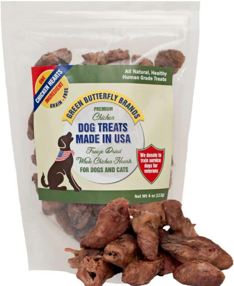 cat food dry Green Butterfly Brands | Green Butterfly Brands Freeze Dried Whole Chicken Hearts For Dog And Cats 1 Ingredient Premium Chicken Dog Treats Made In Usa Only All Natural Grain Free No Additives Or Preservatives 4 Ounces