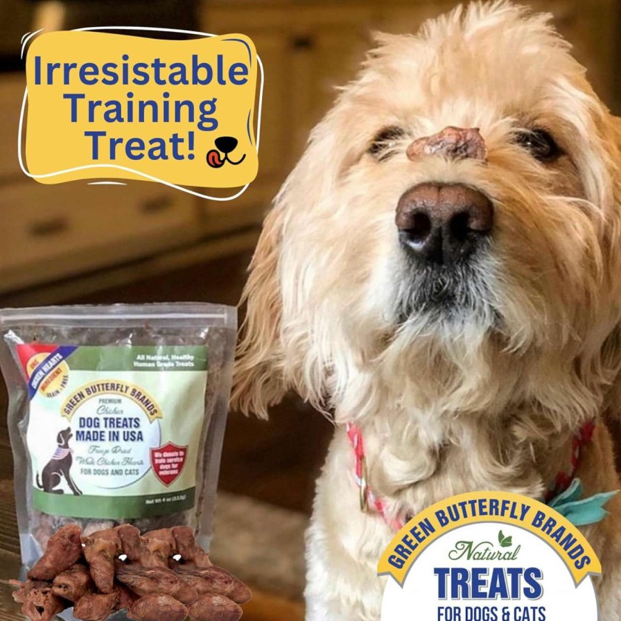 cat food dry Green Butterfly Brands | Green Butterfly Brands Freeze Dried Whole Chicken Hearts For Dog And Cats 1 Ingredient Premium Chicken Dog Treats Made In Usa Only All Natural Grain Free No Additives Or Preservatives 4 Ounces