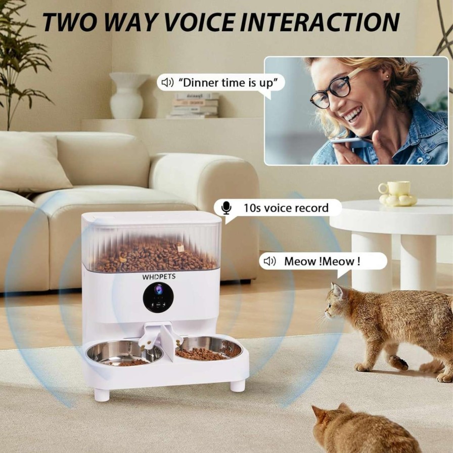 cat food WHDPETS | Automatic Cat Feeders, Whdpets 5G Wifi Cat Food Dispenser With 1080P Camera For 2 Cats & Dogs, 5L Pet Feeder With Feeding Mat, App Control, 2-Way Audio,Dual Power Supply