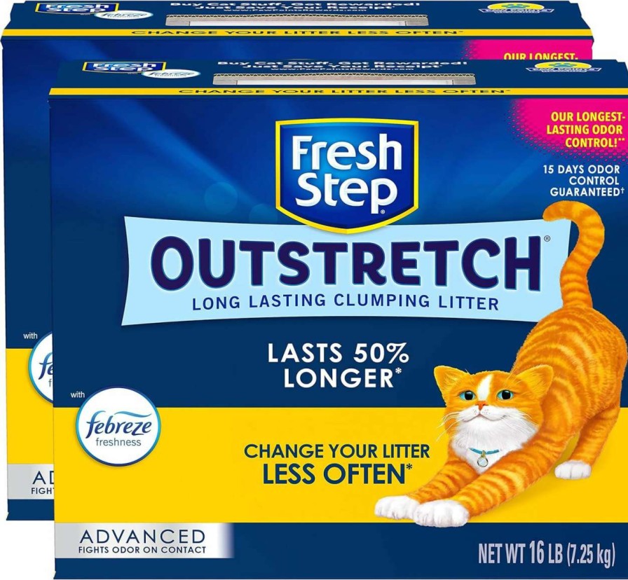 cat litter Fresh Step | Fresh Step Advanced Clumping Cat Litter, Outstretch, Extra Large, 32 Lbs Total (2 Pack Of 16Lb Boxes)