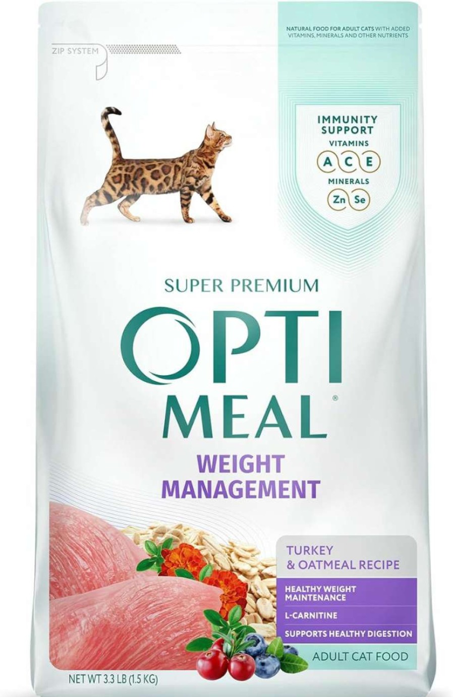 cat food dry OPtimeal | Optimeal Weight Control Cat Food - Proudly Ukrainian - Cat Food Dry Recipe With Metabolism Support For Healthy Digestion, Tasty Dry Cat Food For Adult Cats (3.3 Lbs, Turkey & Oatmeal)