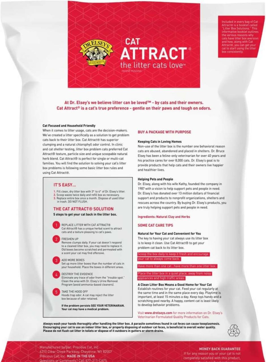 cat litter Dr. Elsey's | Dr. Elsey'S Premium Clumping Cat Litter - Cat Attract - 99% Dust-Free, Low Tracking, Hard Clumping, Superior Odor Control, Natural Herbal Attractant, Unscented & Natural Ingredients, 40 Lb