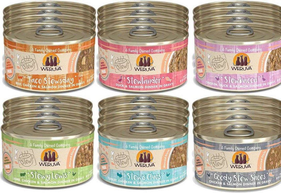 cat food wet Weruva | Weruva Classic Cat Stews 6 Flavors Variety Pack, 2.8 Ounce Cans Pack Of 24