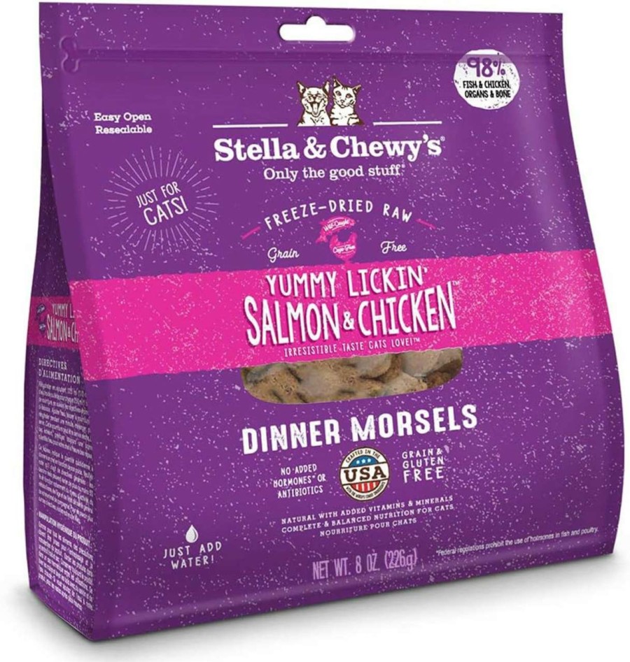 cat food Stella & Chewy's | Stella & Chewy'S Freeze-Dried Raw Sea-Licious Salmon & Cod Dinner Morsels Grain-Free Cat Food, 8 Oz Bag, Brown (Cat-Fdsc-9)