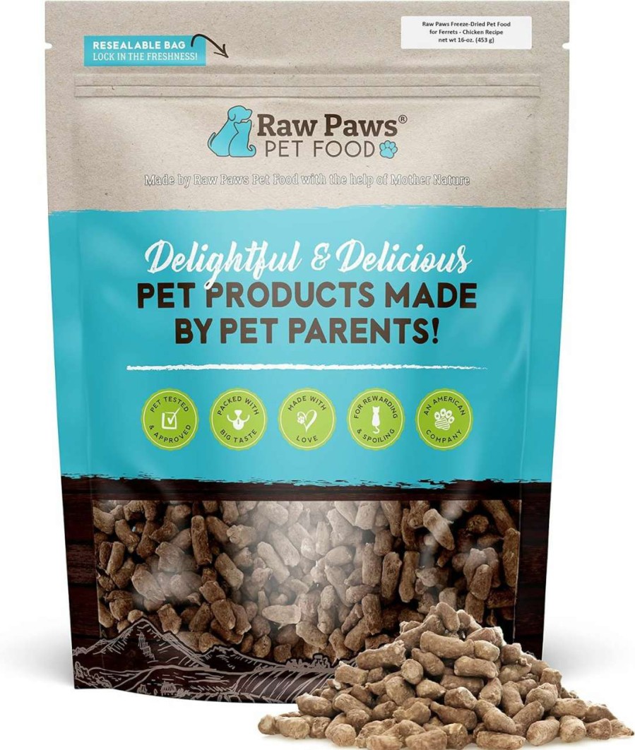 cat food dry Raw Paws | Raw Paws Freeze-Dried Pet Food For Ferrets - Beef Recipe, 16-Oz - Made In Usa - Premium, Grain Free Ferret Diet For Small, Adult, Senior & Baby Ferrets - Natural Ferret Treats For Rewarding & Training