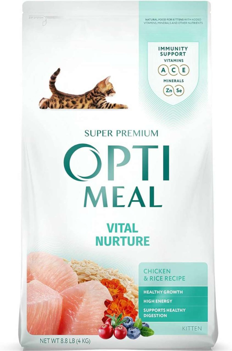 cat food dry OPtimeal | Optimeal Vital Nurture Kitten Food - Proudly Ukrainian - Kitten Food Dry Recipe For Healthy Digestion, Tasty Cat Food With Immunity Support For Kittens (8.8Lbs, Chicken & Rice)