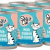 cat food wet Salty Cat | Salty Cat Wet Cat Food For Cats With Salmon Cuts In Gravy Dinner - 12 Pack - Large Canned Cat Food 13 Oz - Wet Food For Cats - Vitamin Rich Wet Cat Food Canned - Can Cat Food In Gravy