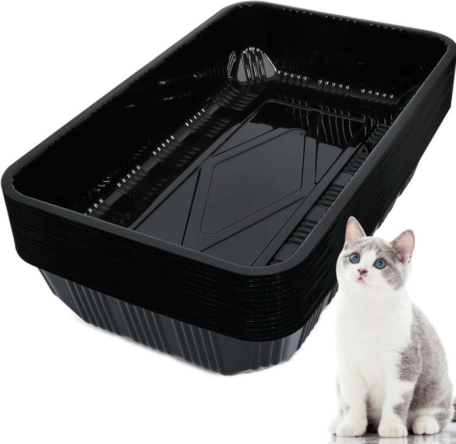 cat litter Tessco | 30 Pack Disposable Litter Boxes For Cats Litter Tray For Small Pets Plastic Litter Box Disposable Cat Litter Trays For Kitten Recyclable Litter Box For Pet Travel, 16.7 X 10.5 X 3.4 Inch (Clear)