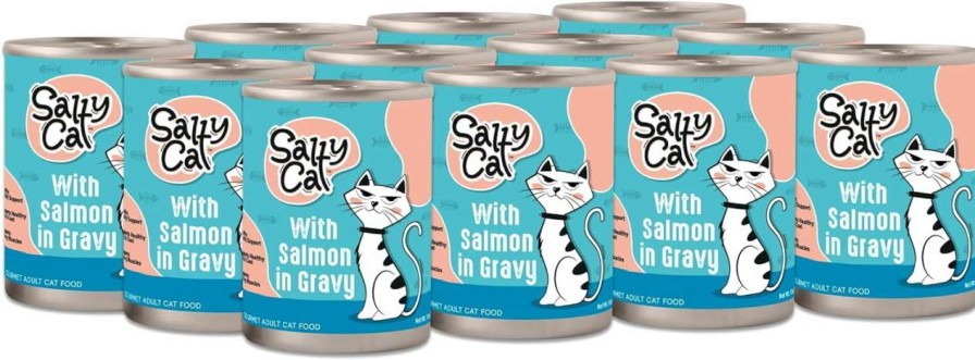 cat food wet Salty Cat | Salty Cat Wet Cat Food For Cats Chicken Casserole In Gravy Dinner - 12 Pack - Large Canned Cat Food 13 Oz - Wet Food For Cats - Vitamin Rich Wet Cat Food Canned - Can Cat Food In Gravy