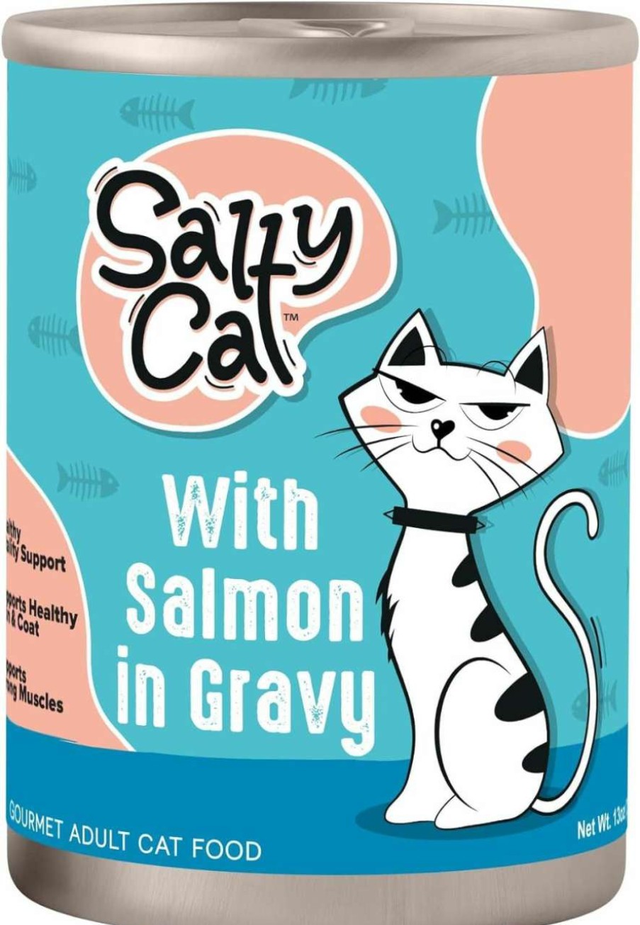 cat food wet Salty Cat | Salty Cat Wet Cat Food For Cats Chicken Casserole In Gravy Dinner - 12 Pack - Large Canned Cat Food 13 Oz - Wet Food For Cats - Vitamin Rich Wet Cat Food Canned - Can Cat Food In Gravy