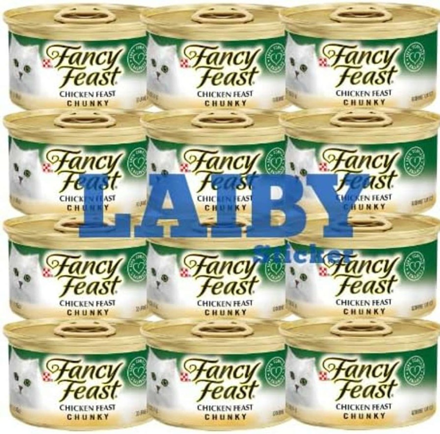 cat food wet LAIBY | Fancy Feast Chicken Feast Chunky Grain Free Wet Cat Food 3 Oz, (Pack Of 12) | Fancy Feast Canned Cat Food