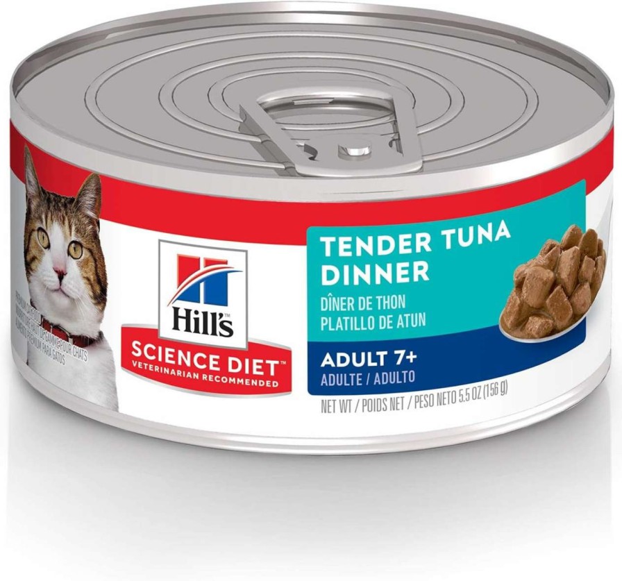 cat food Hill's Science Diet | Hill'S Science Diet Wet Cat Food, Adult 7+, Tender Tuna Dinner, 5.5 Oz. Cans, 24-Pack