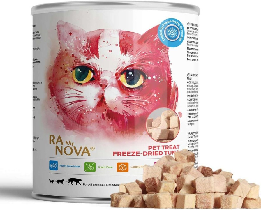 cat food RA NOVA | Ra Nova Freeze Dried Cat Treats - 100% Beef Grain Free Raw - Natural Balance Limited Ingredient High Protein Cat Snack 130G/4.59Oz - Picky Eater Challenger