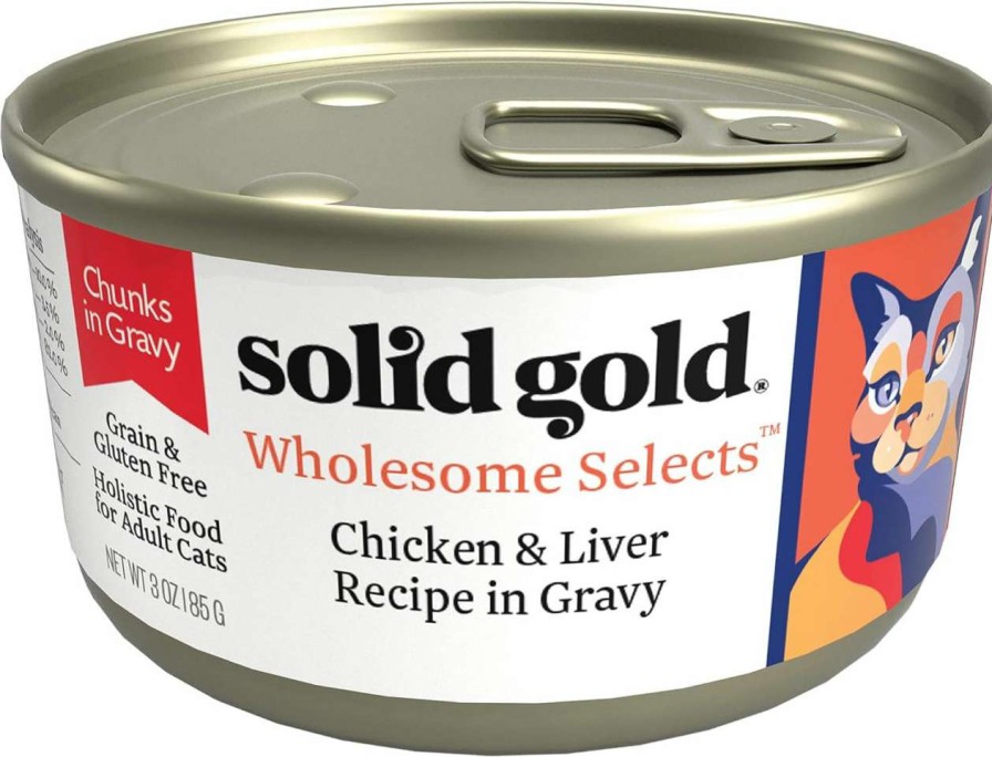 cat food Solid Gold | Solid Gold Wet Cat Food For Adult & Senior Cats 24 Pack - Wholesome Selects Chunks In Gravy With Seameal Powder