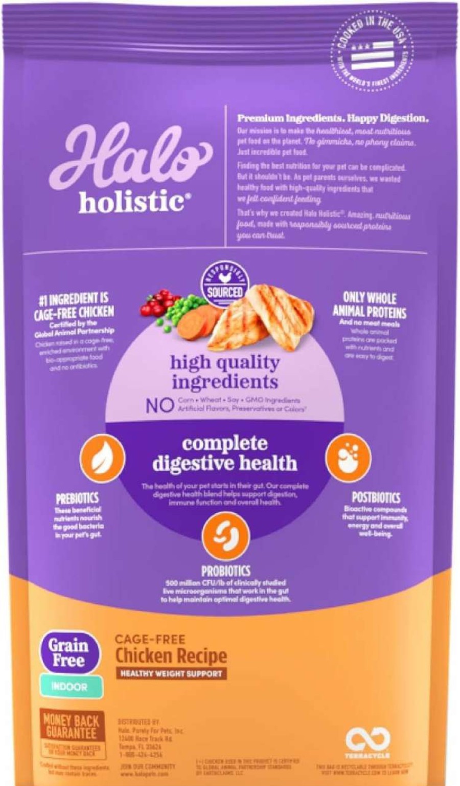 cat food dry Halo | Halo Holistic Indoor Cat Food Dry, Grain Free Cage-Free Chicken Recipe For Healthy Weight Support, Complete Digestive Health, Dry Cat Food Bag, Adult Formula, 6-Lb Bag