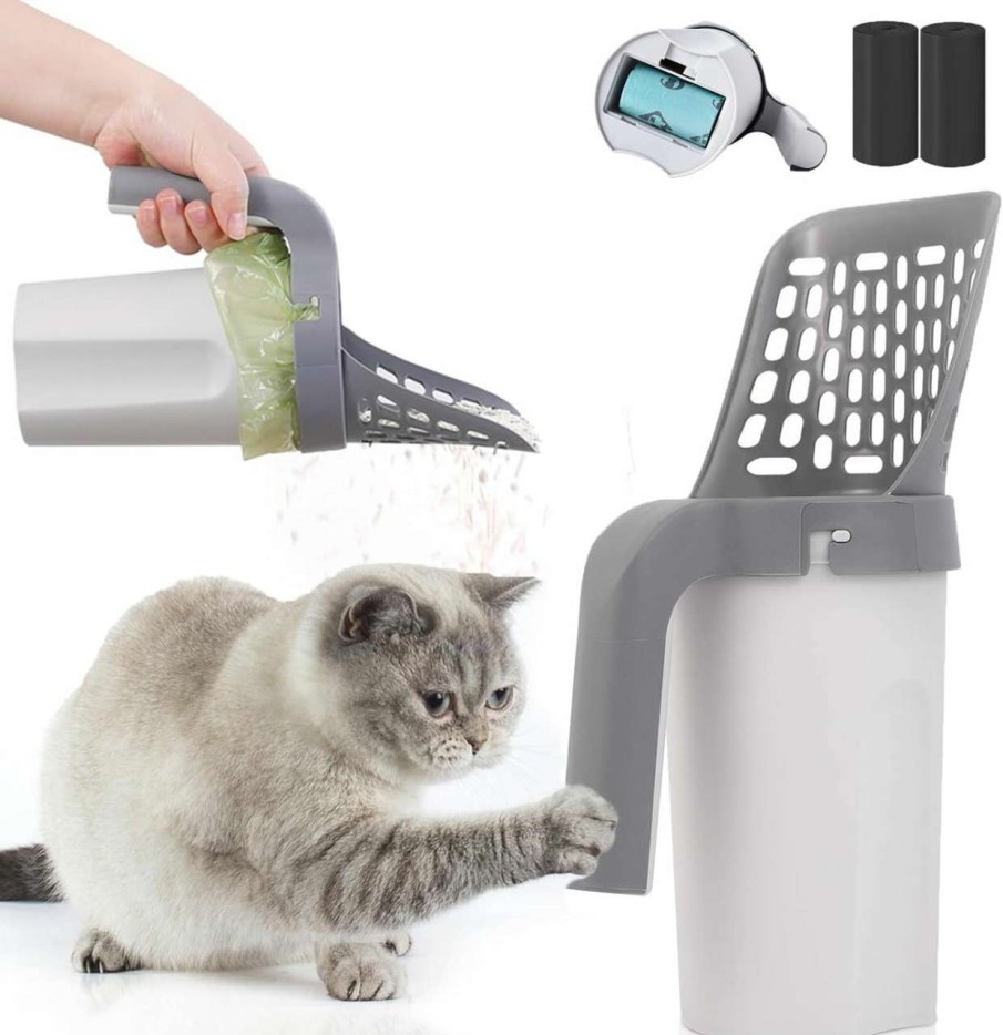 cat litter HVZZ | Cat Litter Shovel Scoop With Refill Bag For Pet, 2024 New Cat Litter Shovel Scoop With Bag, Pet Cat Litter Shovel Scoop Filter, Cat Litter Shovel Scoop Filter With Bags Ergonomic (1Pcs)