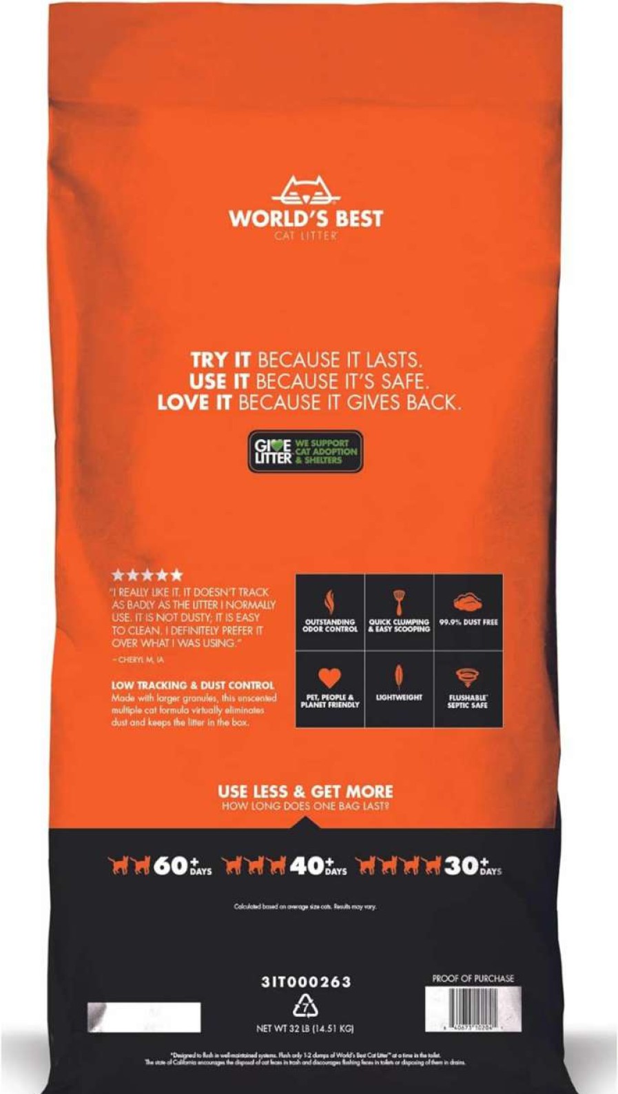 cat litter World's Best Cat Litter | World'S Best Cat Litter Low Tracking & Dust Control Multiple Cat Unscented 15 Pounds