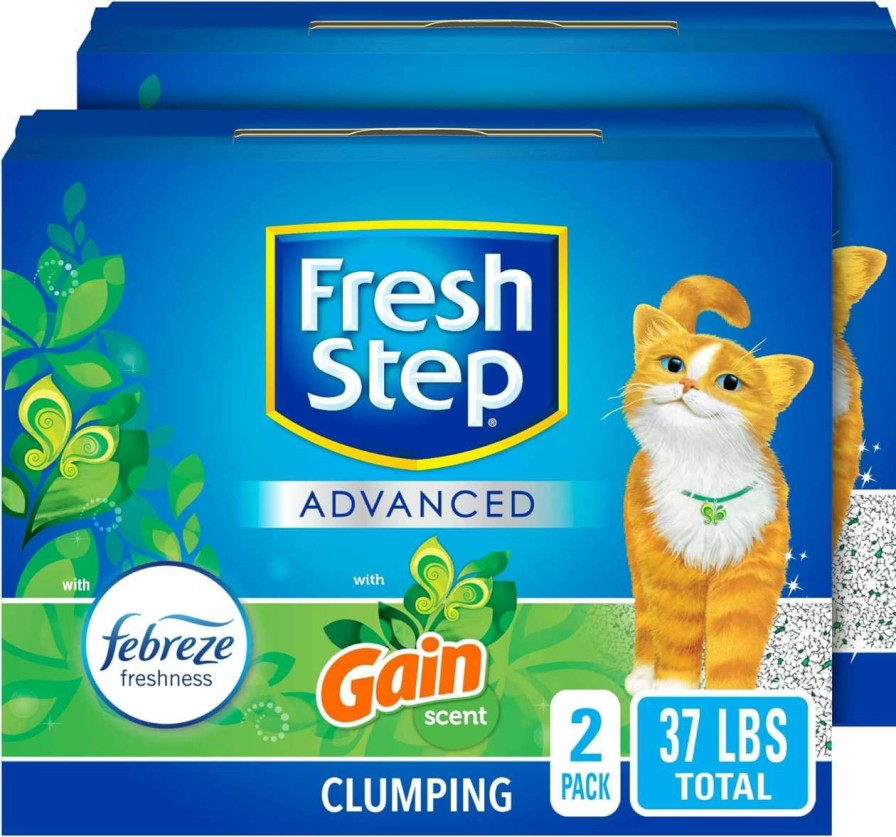 cat litter Fresh Step | Fresh Step Advanced Clumping Cat Litter With Gain, 37 Lbs Total, Extra Large (2 Pack Of 18.5Lb Boxes)