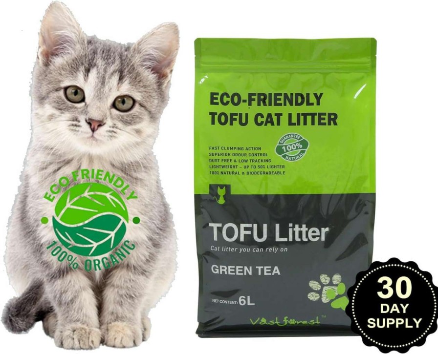 cat litter Go eco cats | Go Eco Cats Tofu & Zeolite Flushable Cat Litter - Advanced Odor Control, Eco-Friendly, Dust-Free, Strong Clumping, Long-Lasting | Sustainable And Flushable Cat Litter (Green Tea)