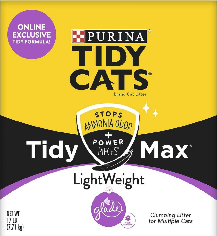 cat litter Purina Tidy Cats | Purina Tidy Cats Clumping, Lightweight, Multi Cat Litter, Tidy Max Glade Clean Blossoms Formula - 17 Lb. Box