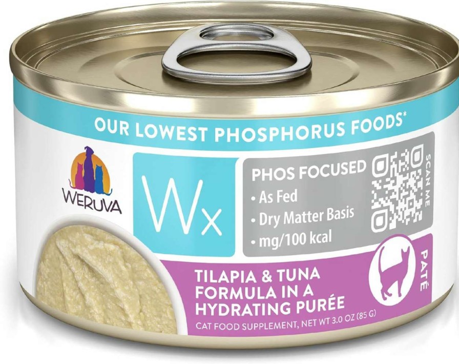 cat food dry Weruva | Weruva Wx Phos Focused, Tilapia & Tuna Formula In A Hydrating Puree, 3Oz Can (Pack Of 12)