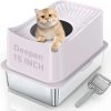 cat litter WoofiGo | Woofigo Stainless Steel Cat Litter Box, Xl Top Entry Litter Box For Big Cats, Enclosed Large Litter Box With High Wall, Metal Cat Litter Box Never Absorbs Odors, Easily Cleaning, Include Scoop