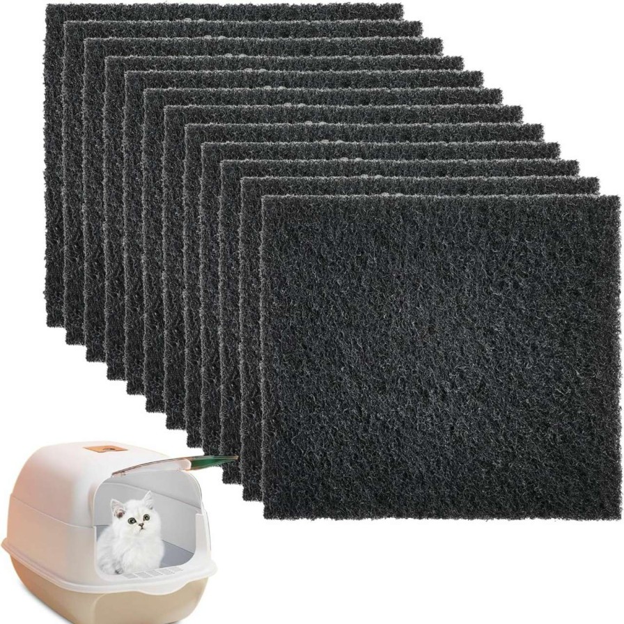 cat litter ShuRex | 12 Pack Universal Cat Litter Box Replacement Charcoal Filters, 6X6.5 Inches Carbon Odor Filters For Hooded Cat Litter Boxes And Pans