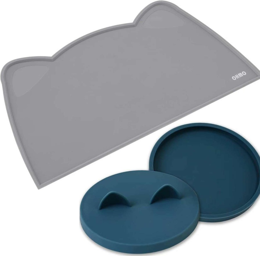 cat food OHMO | Ohmo Small Cat Food Can Lids 3 Oz Only And Food Mat Grey