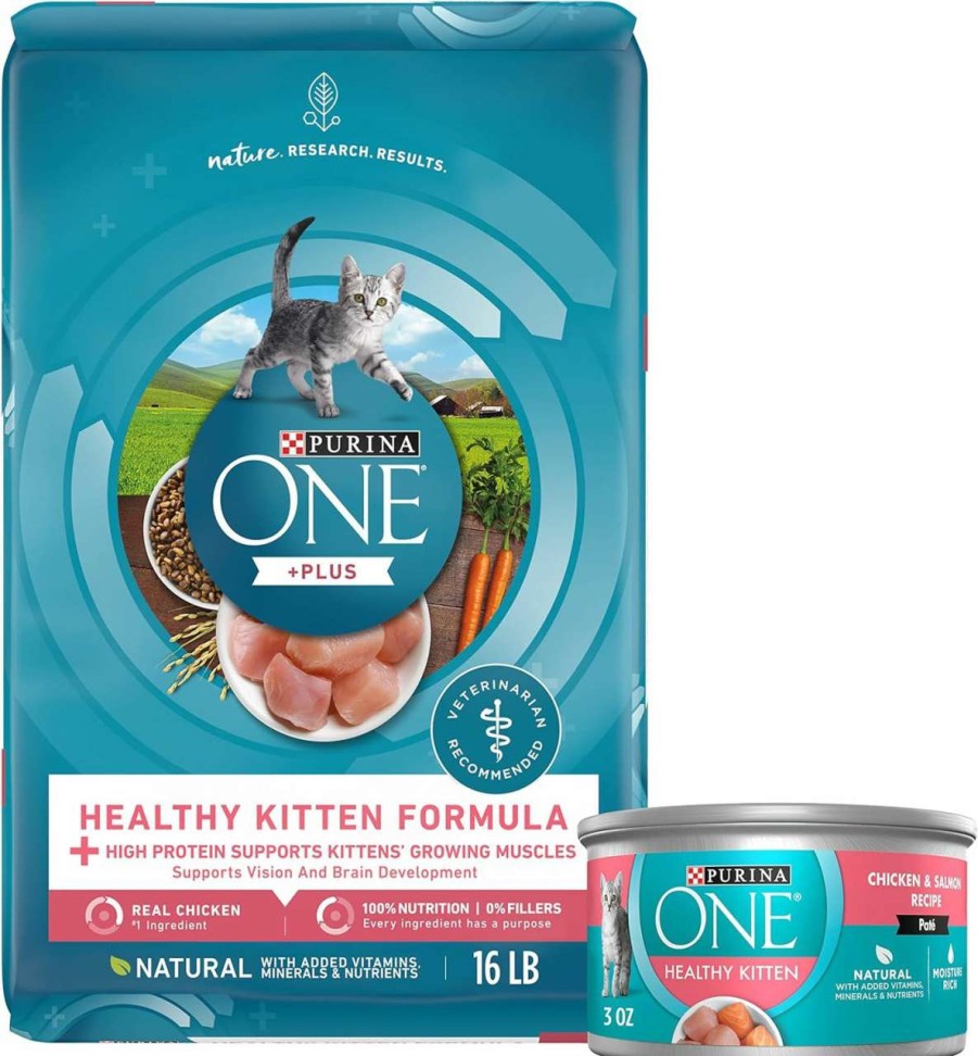 cat food Purina ONE | Purina One Natural Dry Kitten Food & Wet Kitten Food, Plus Healthy Kitten Formula Bundle Pack