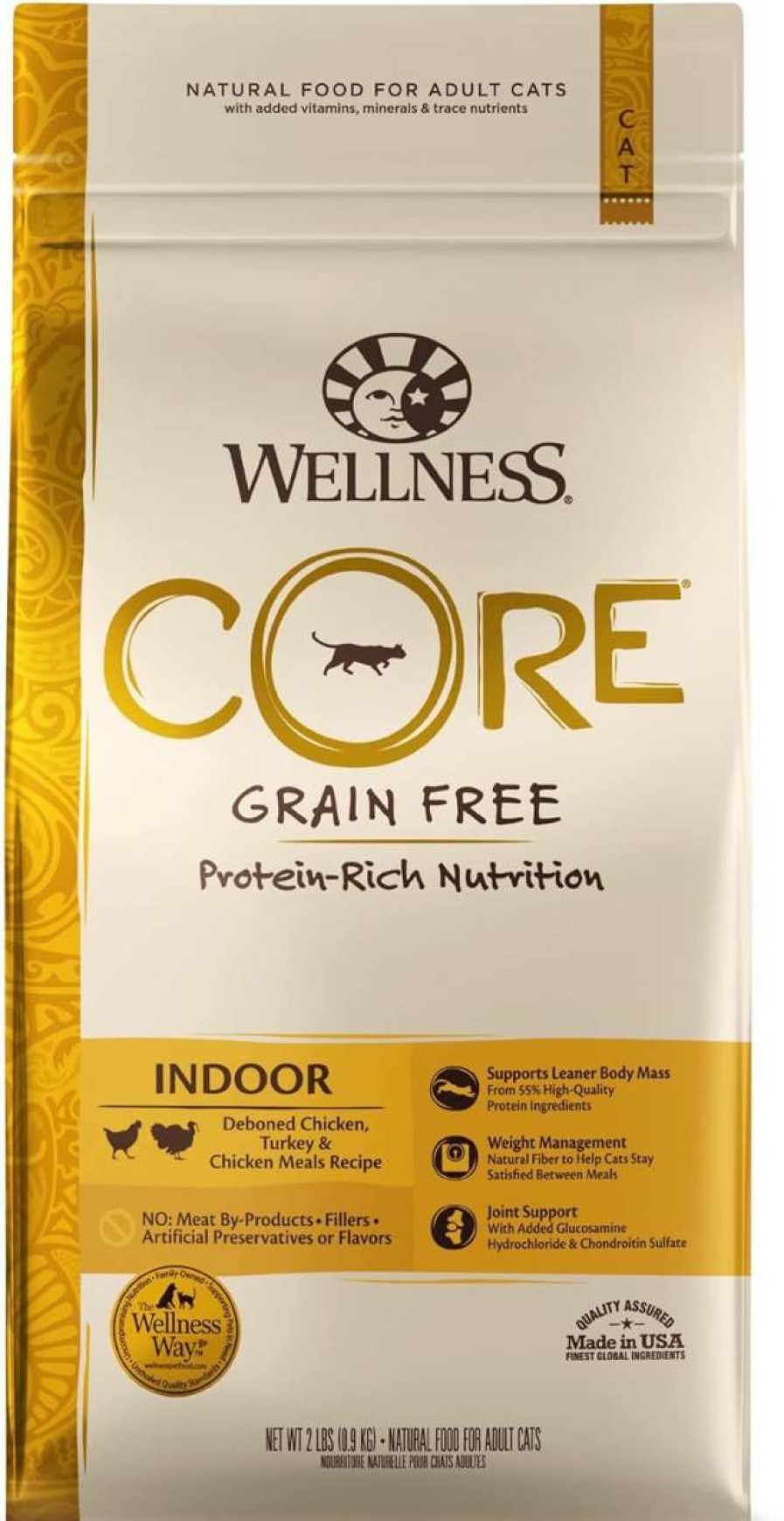 cat food Wellness Natural Pet Food | Wellness Core Grain-Free Indoor Dry Cat Food, 2 Lb. Bundle + Wellness Kittles Natural Grain Free Cat Treats (Chicken, 2 Oz)