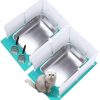 cat litter Pinkunn | Pinkunn 2 Set Large Stainless Steel Litter Box Metal Litter Box Include 2 Cat Litter Scoop,12 Litter Splash Guard And 2 Cat Litter Mat,Never Absorbs Odor (Blue,7.9 Inch)