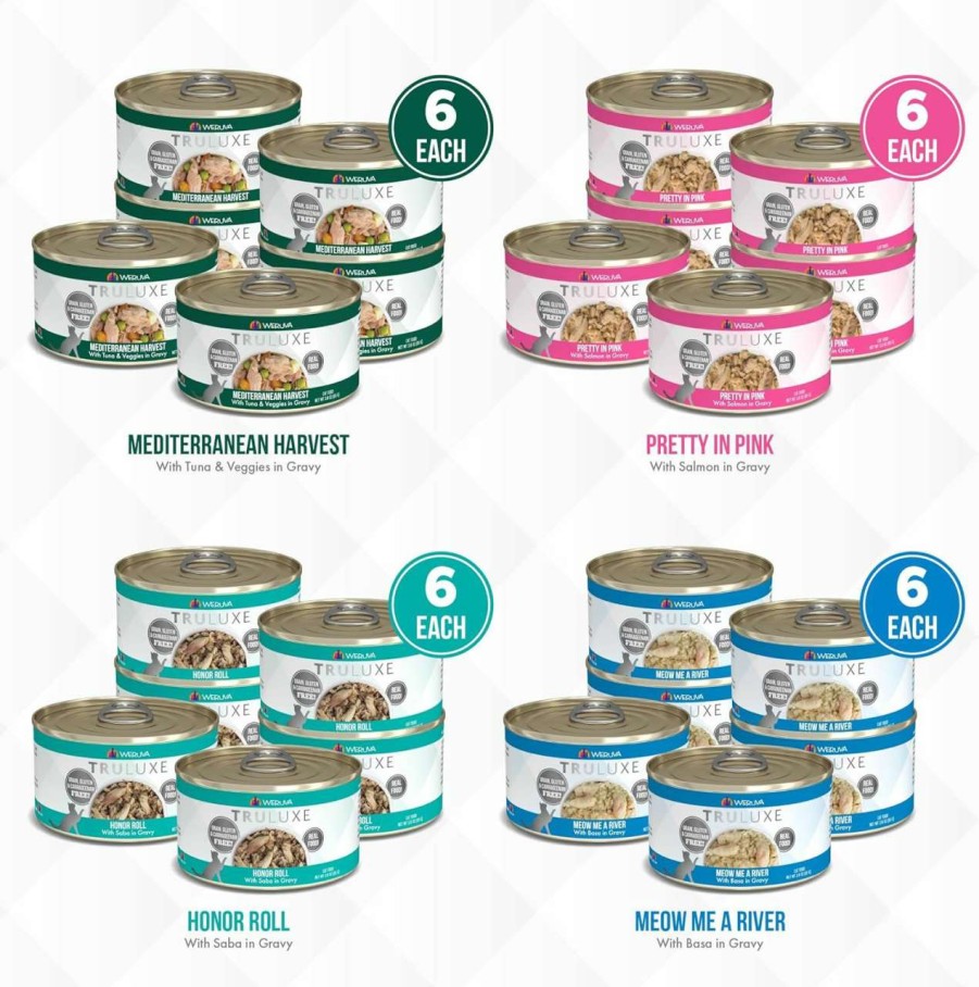 cat food wet Weruva | Weruva Truluxe Cat Food, Variety Pack, Trusurf, Wet Cat Food, 3Oz Cans (Pack Of 24)