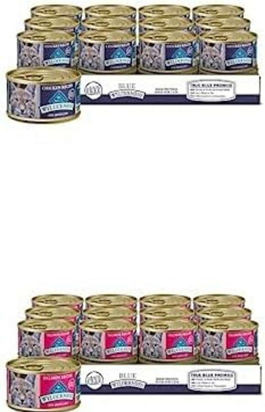 cat food Blue Buffalo | Blue Buffalo Wilderness High Protein Grain Free, Natural Adult Pate Wet Cat Food, Chicken 3-Oz Cans (Pack Of 24) + Adult Pate Wet Cat Food, Salmon 3-Oz Cans (Pack Of 24)