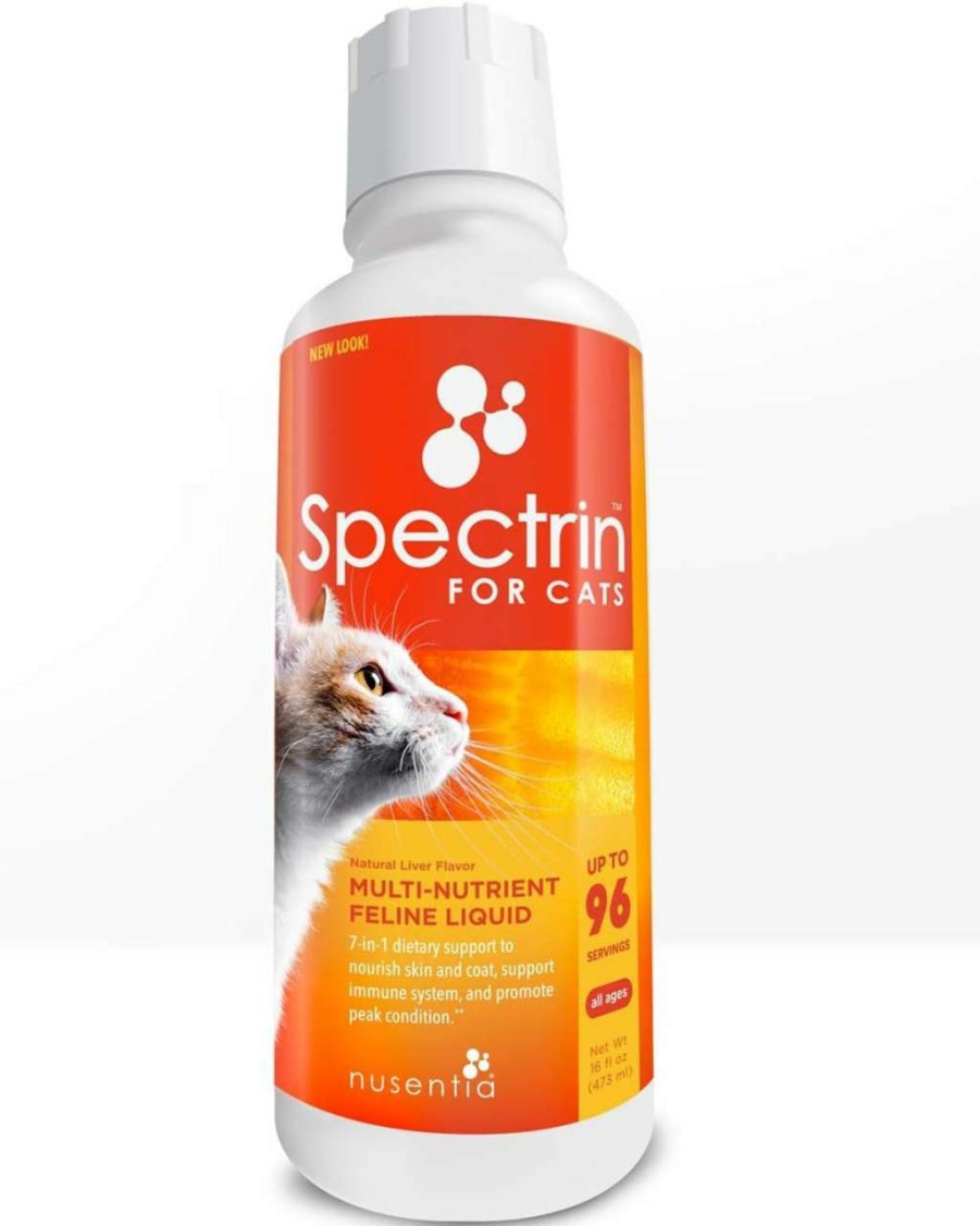 cat food NUSENTIA | Cat Vitamins - Spectrin 16 Oz - Liquid Vitamin & Antioxidant Supplement For Cats - 96 Doses