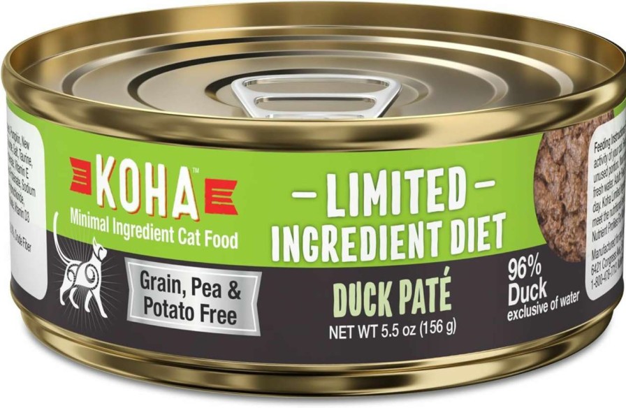 cat food KOHA | Koha Limited Ingredient Diet Duck Pate For Cats - Single Meat Wet Cat Food For Sensitive Stomachs - Pate Cat Food With No Fillers - 3Oz Pack Of 24