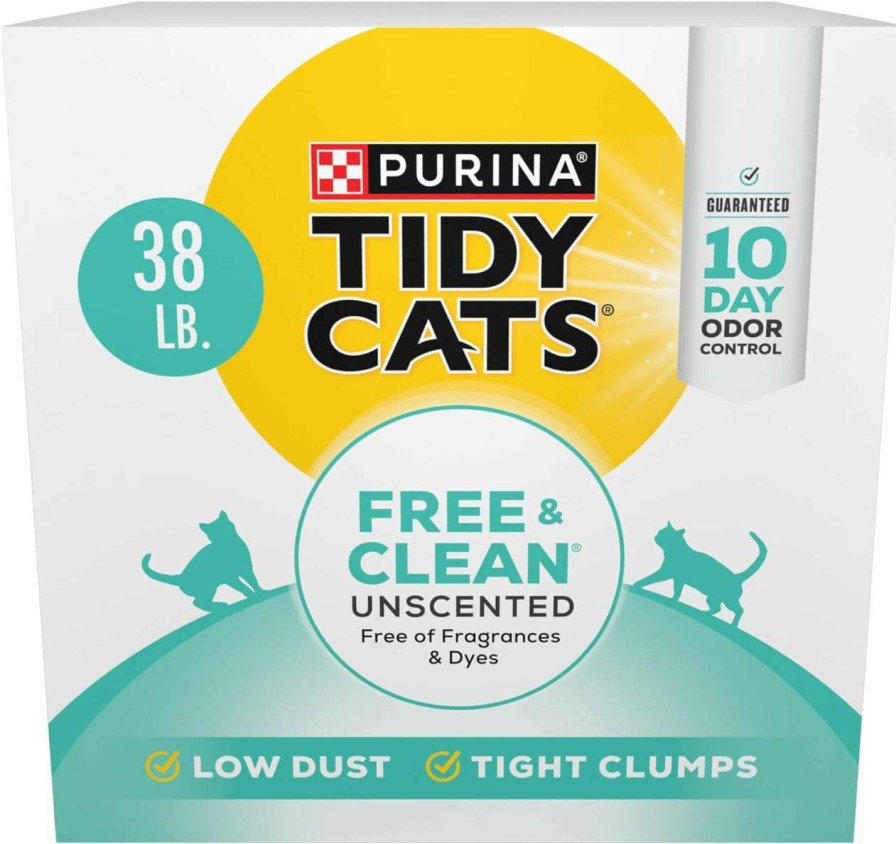 cat litter Purina Tidy Cats | Purina Tidy Cats Clumping Cat Litter, Free & Clean Unscented Multi Cat Litter - 38 Lb. Box