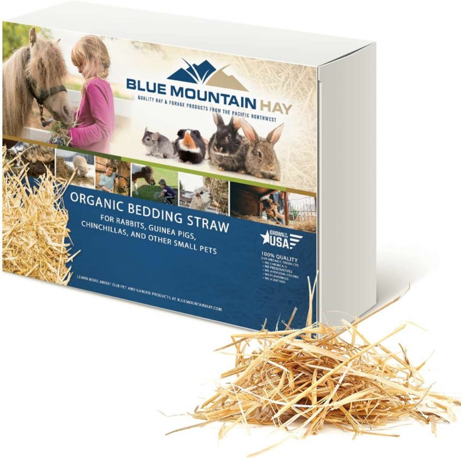 cat litter Blue Mountain Hay | Blue Mountain Hay Organic Bedding Straw (25 Lb) For Guinea Pigs, Chinchillas, Rabbits, Hamsters, Chickens, Stray And Feral Cats, Chicken Coops And Small Pet Shelters | Absorbent, Warm, Soft & Fresh