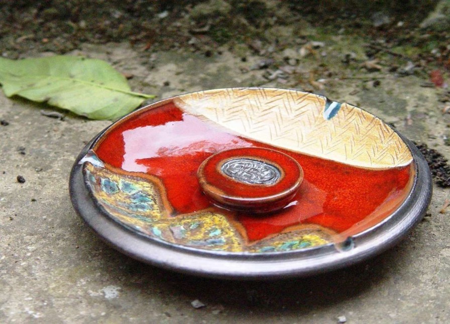 cat food DankoHandmade | Red Ceramic Ash Tray - Hand Painted Christmas Gift, Decorative Pottery Tray For Home And Living, Smoking Or Cat Food Bowl