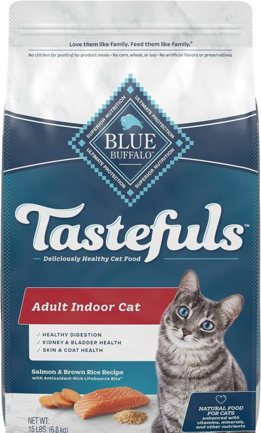 cat food Blue Buffalo | Blue Buffalo Tastefuls Indoor Natural Adult Dry Cat Food, Chicken 7Lb Bag