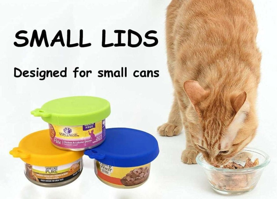 cat food XWNBD | 3 Pack Cat Food Can Lids, Silicone Small Pet Food Can Lids Covers For 3 Oz Cat Food Cans Universal Bpa Free Silicone Can (Orange)