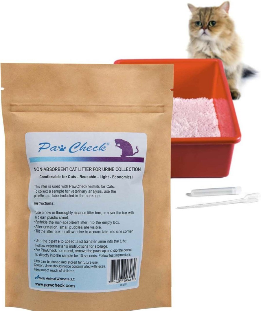 cat litter PawCheck | Pawcheck Cat Litter For Urine Collection - Reusable And Non-Absorbent Cat Urine Collection Home Kit Intended To Monitor Cat Health