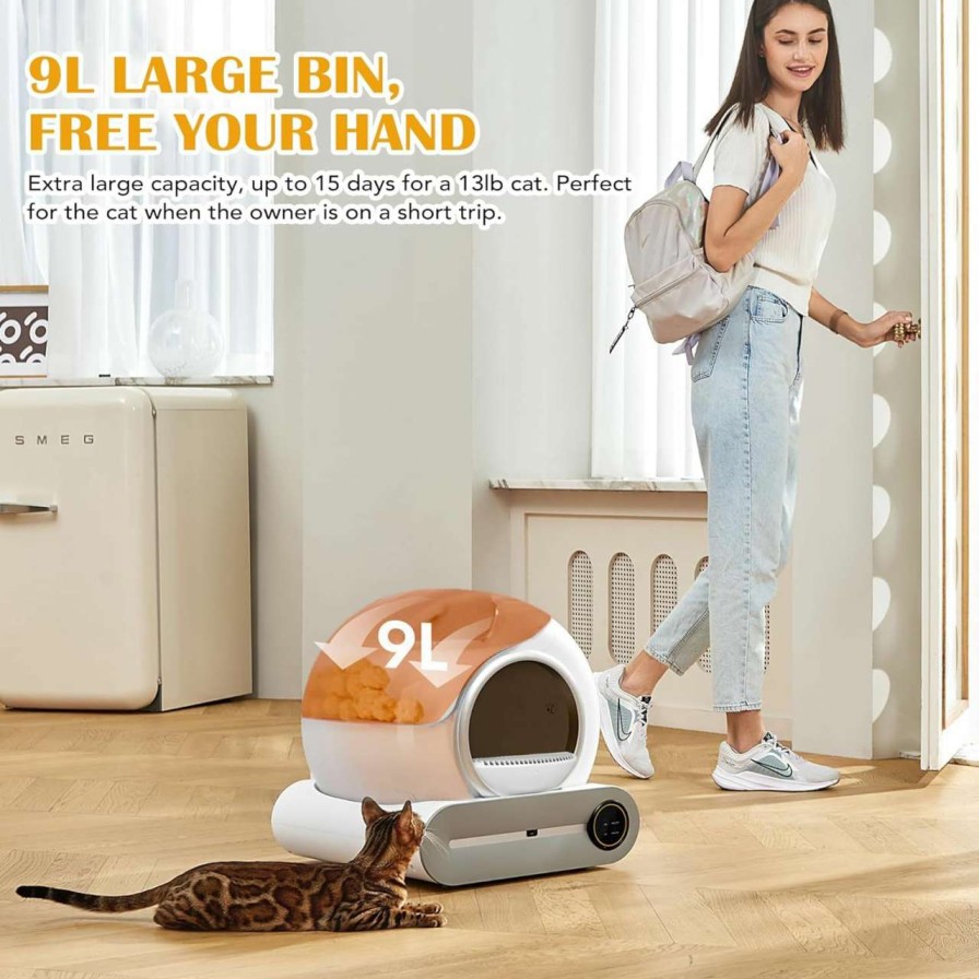 cat litter NEOCOZY | Neocozy Self-Cleaning Cat Litter Box,Litter Box With Infrared Detector And Weight Senors, Automatic Cat Litter Box With Odor Removal, 65L+9L Large Capacity, Litter Robot For Multiple Cats