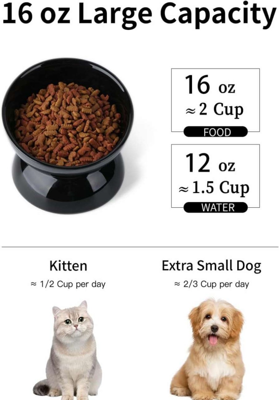 cat food ABRUTY | Abruty Cat Food Bowl, 16 Oz Ceramic Elevated Cat Dish, 15 Tilted And Raised Pet Water Bowl, Anti Vomiting Protect Pets' Spines And Whisker Fatigue