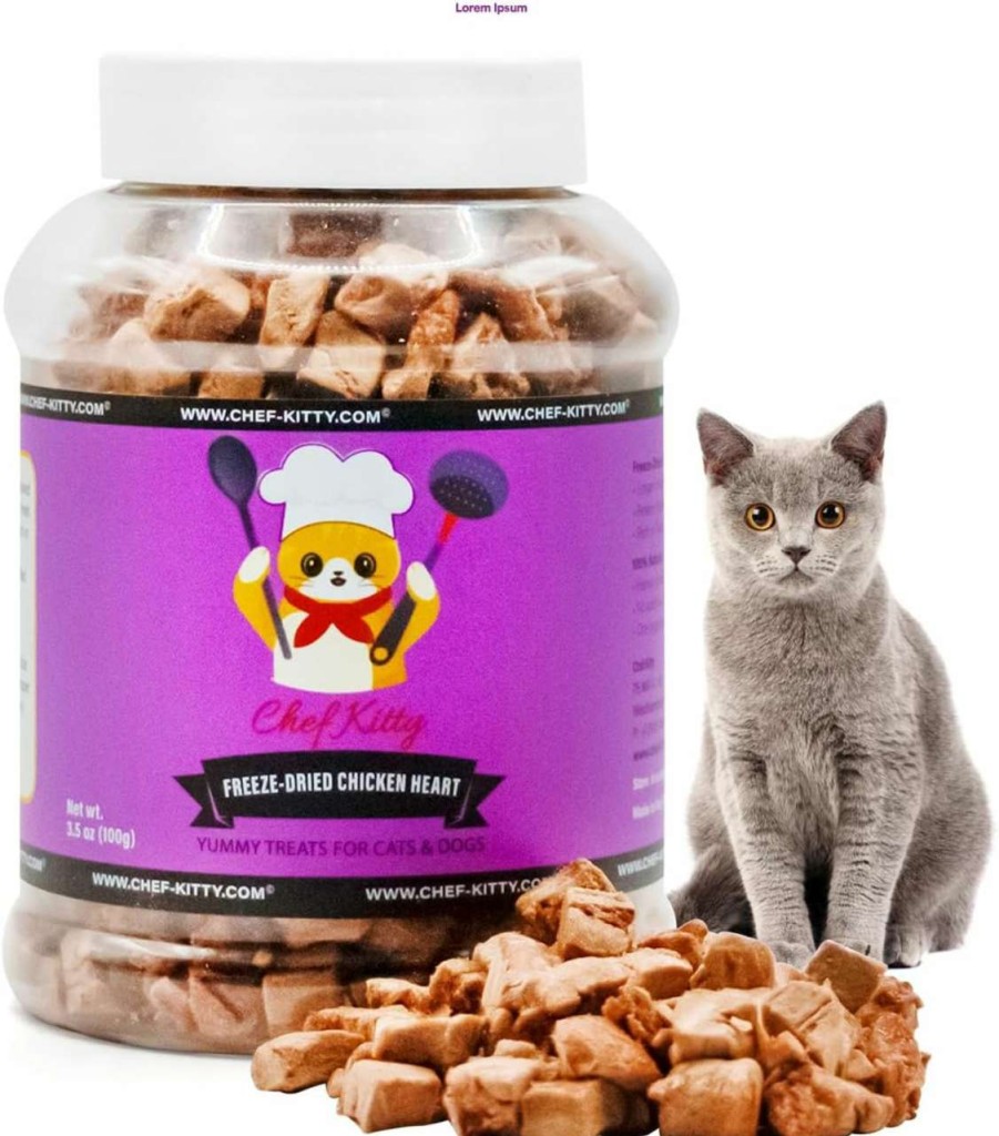 cat food dry Chef Kitty | Chef Kitty Freeze Dried Chicken Hearts For Cats - Made From 100% Raw Chicken Heart Our Freeze Dried Cat Treats Use Only 1 Ingredient - We Make Our Freeze Dried Treats In The Usa - Chicken Heart 3.5Oz