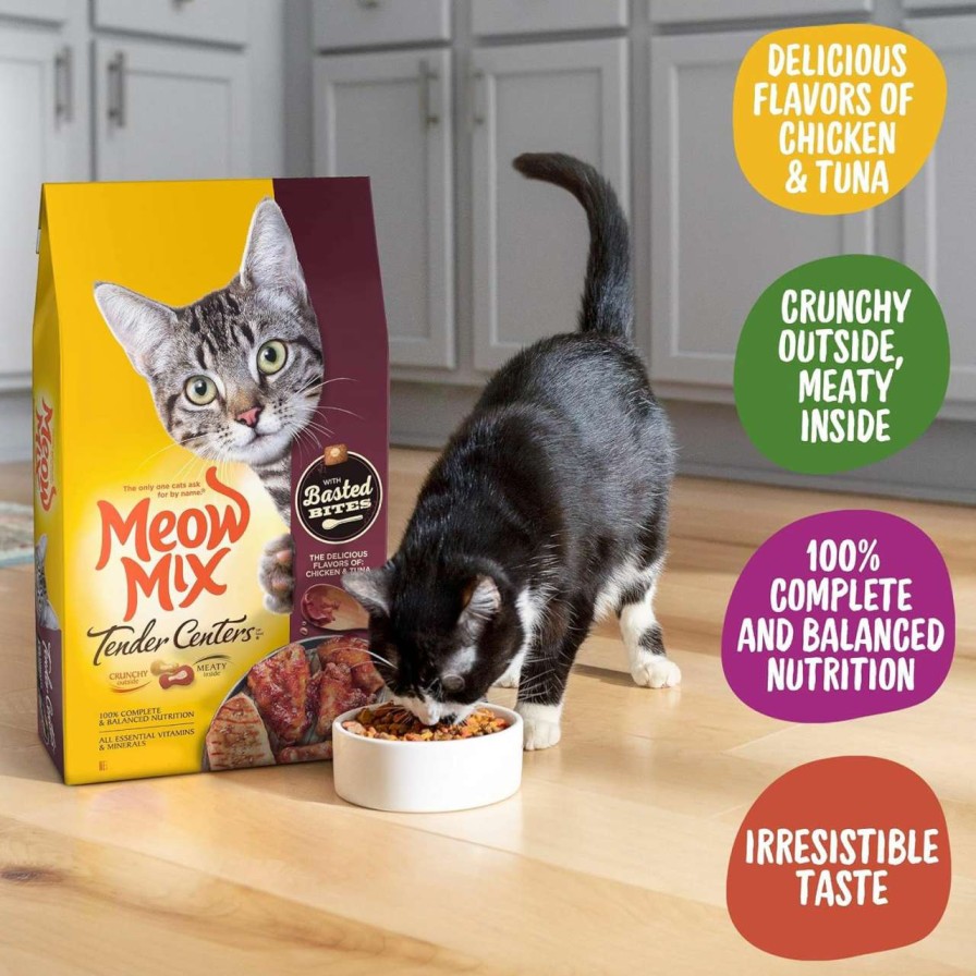 cat food Meow Mix | Meow Mix Tender Centers Basted Bites Chicken And Tuna Flavor, 3 Lb (Pack Of 2)