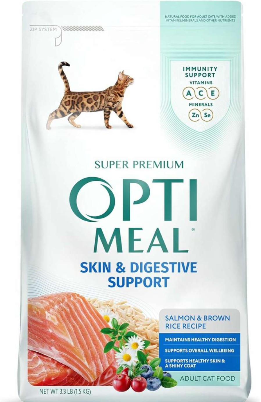 cat food dry OPtimeal | Optimeal Skin & Sensitive Stomach Cat Food - Proudly Ukrainian - Healthy Cat Food Dry Recipe For Skin & Digestive Support, Tasty Dry Cat Food For Pets (8.8 Lbs, Salmon & Brown Rice)