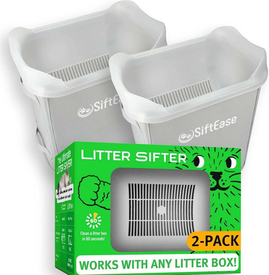 cat litter SiftEase Make Light of Cleaning the Litter Box | Siftease Litter Box Cleaner Litter Sifter - Works With Any Cat Litter Box, Fast Cleaning, Eliminate Odors, Simply Pour Into Xl Litter Scoop, Reduce Waste, Reuse Litter