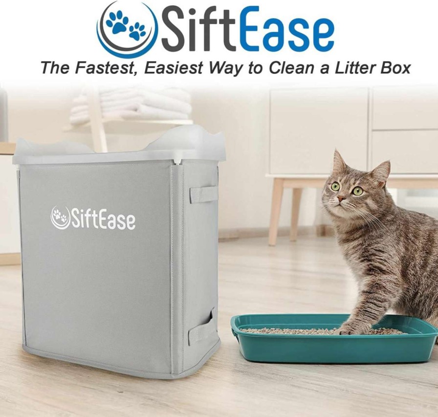 cat litter SiftEase Make Light of Cleaning the Litter Box | Siftease Litter Box Cleaner Litter Sifter - Works With Any Cat Litter Box, Fast Cleaning, Eliminate Odors, Simply Pour Into Xl Litter Scoop, Reduce Waste, Reuse Litter